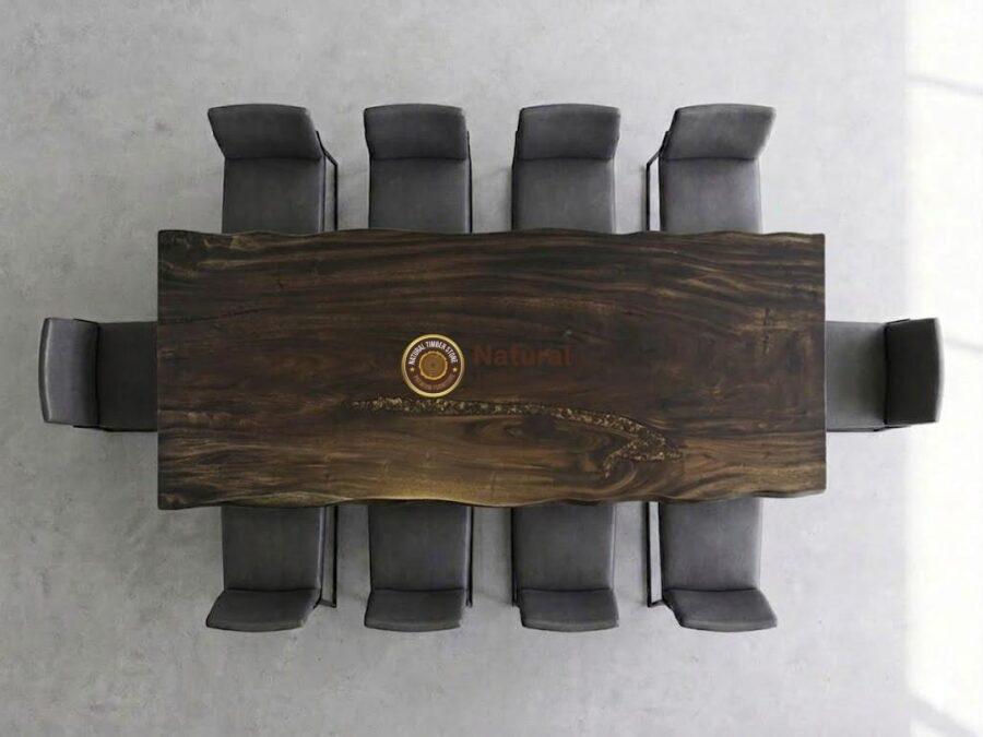 NTS002559 (2400-1000-50) – Live Edge Rectangle Walnut Dining Table | Dark Walnut Stain