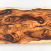 NTS001614 solid Samanea Saman tabletop in an AI-assisted 90-degree overhead view, showing distinctive natural grain and live edges